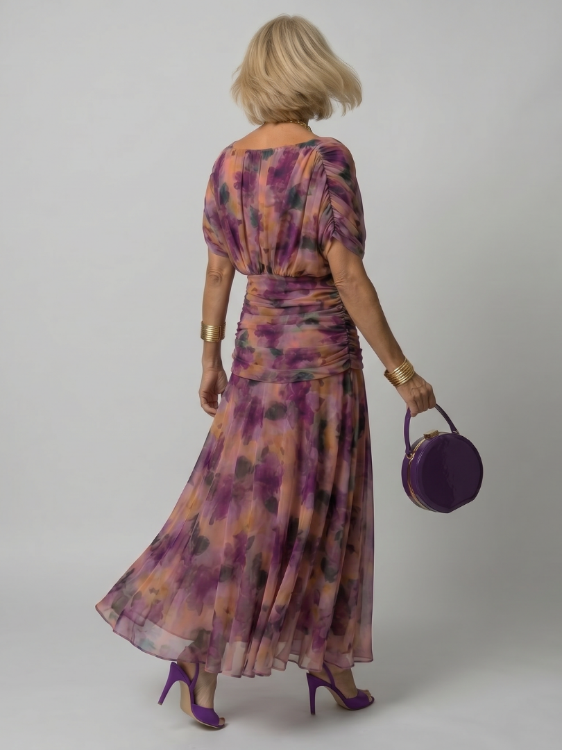 Isolde-Marie | Midikleid mit Blütendruck in Violett