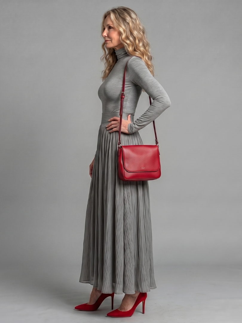 Gertrude | Kleid mit Rollkragen und Plisseerock