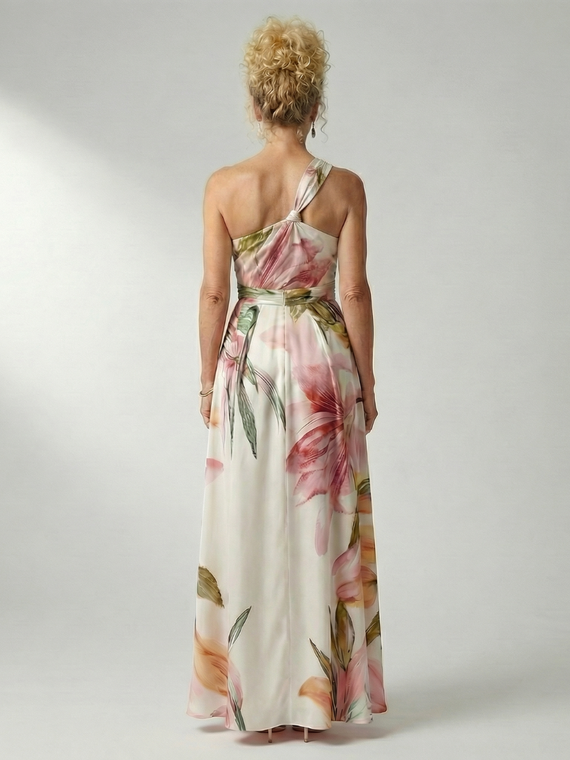 Emmerentia | Maxikleid mit Blütendruck und Bindegürtel