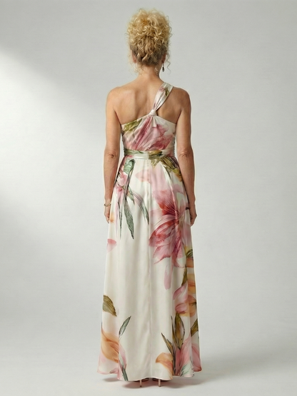 Emmerentia | Maxikleid mit Blütendruck und Bindegürtel