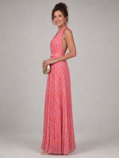 Cordelia | Maxikleid in Koralle mit Plissee