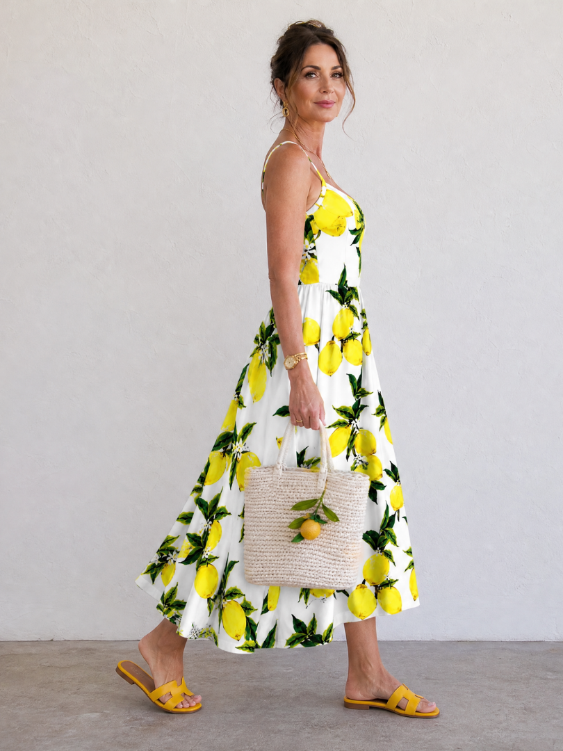 Erika | Midikleid mit Zitronenprint