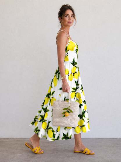 Erika | Midikleid mit Zitronenprint