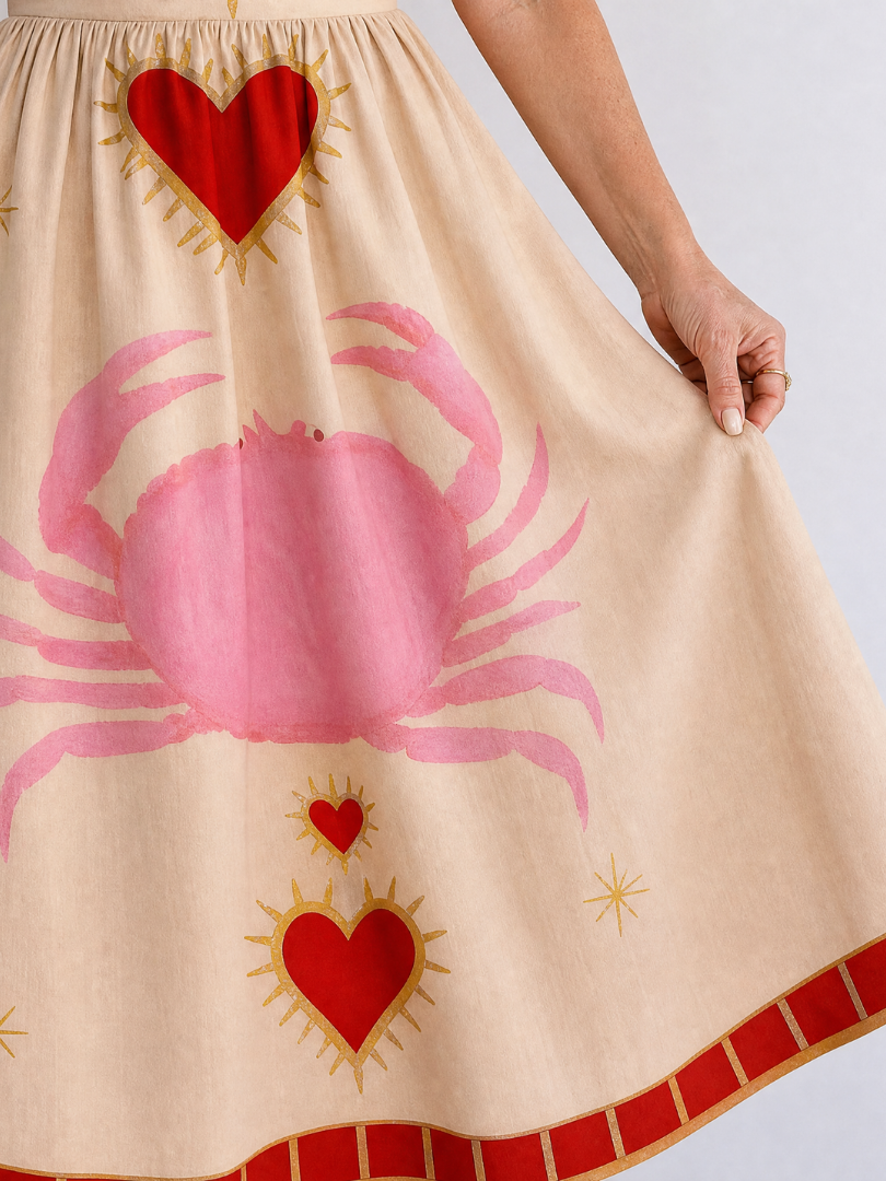 Inge | Midikleid mit Herzmuster in Rosa