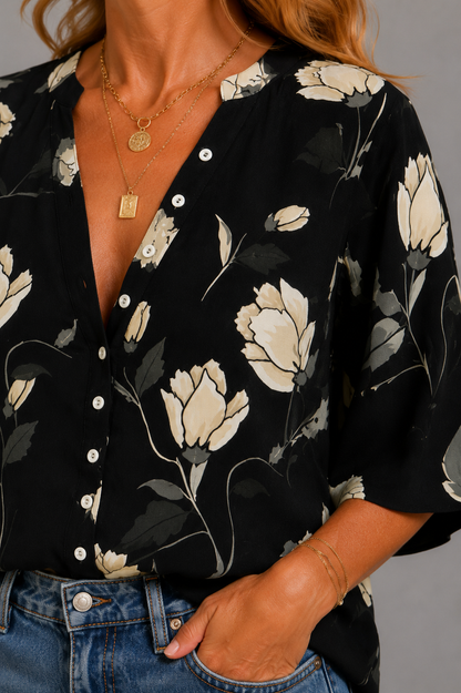 Mechthild | Bluse mit Blütenmuster