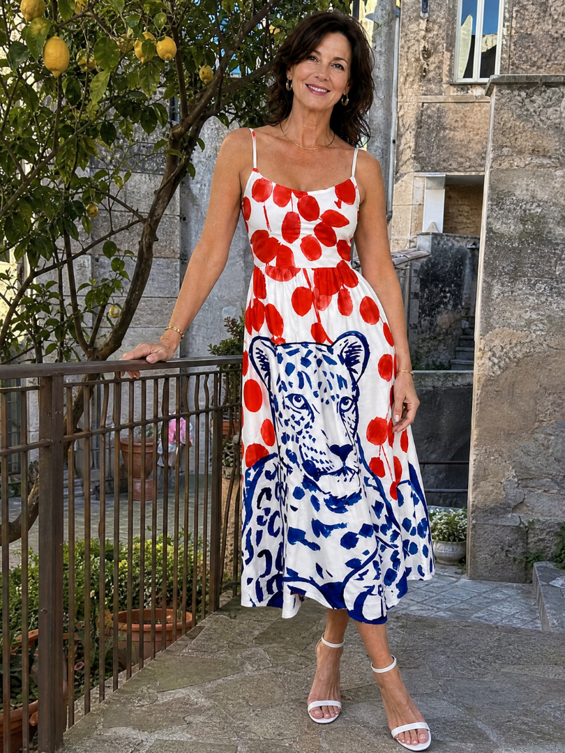 Nele | Midikleid mit Leoparden- und Punktmuster