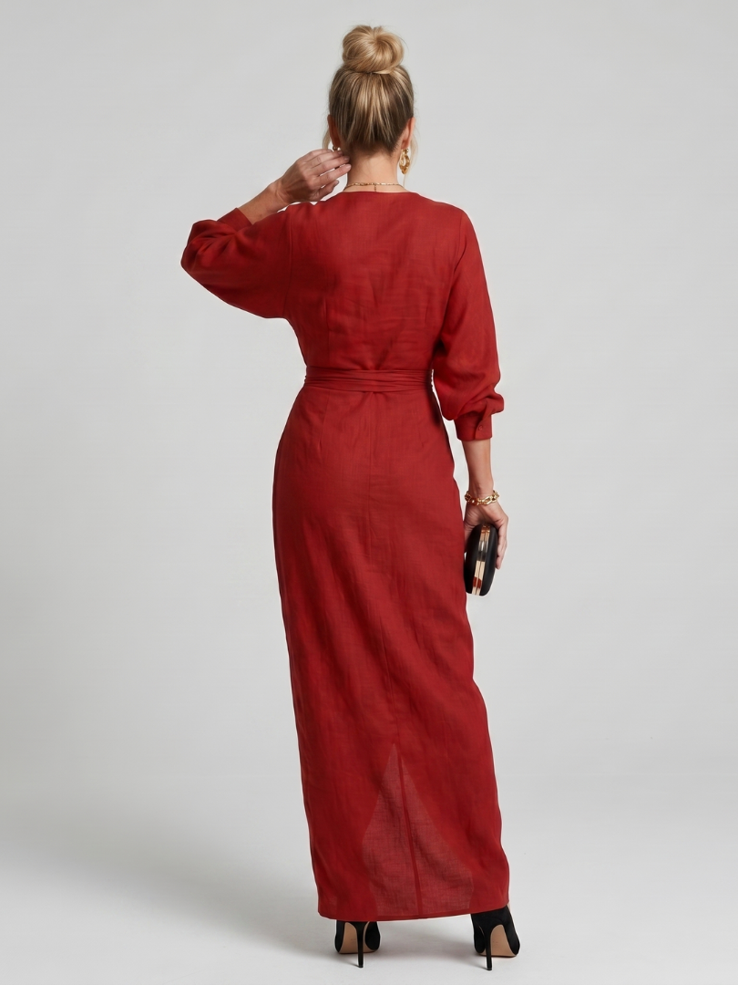 Ottavia | Wickelkleid in Rot mit langen Ärmeln