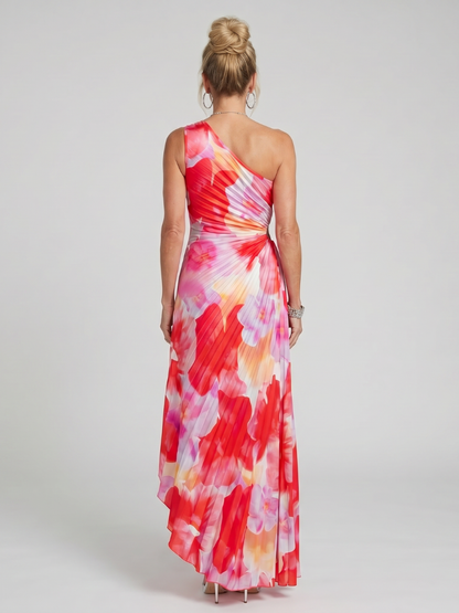 Klementine | Maxikleid mit One-Shoulder in Koralle