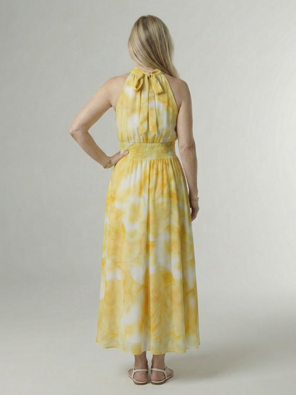Gerlindis | Maxikleid mit Batikdruck in Gelb