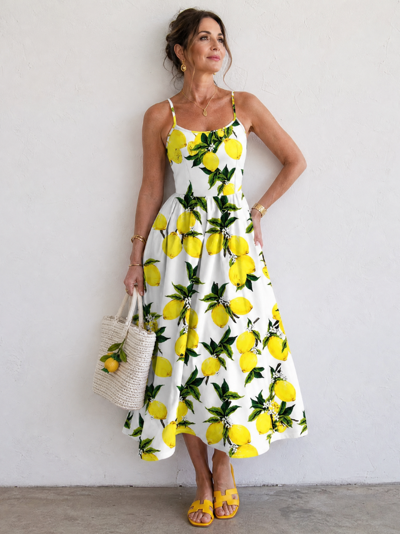 Erika | Midikleid mit Zitronenprint