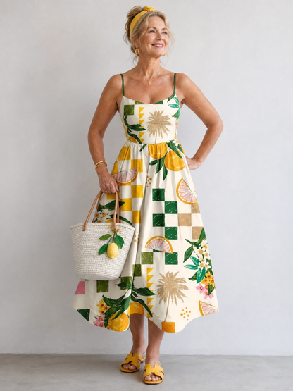 Wiebke | Midikleid mit Zitrusdruck