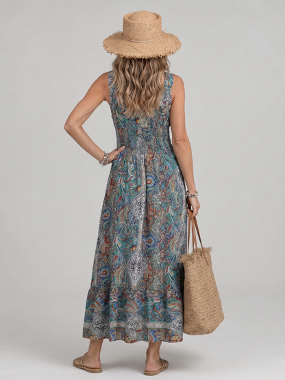 Ines | Maxikleid mit Paisleymuster in Türkis