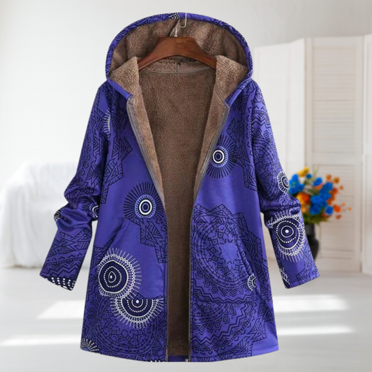 Christine | Lila Kapuzenmantel mit Mandala-Muster