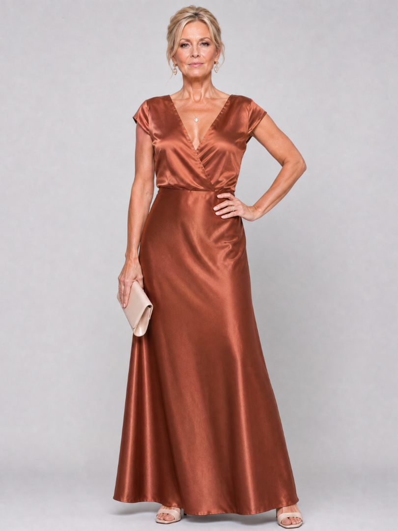 Melusine | Maxikleid in Rosé mit Satinglanz