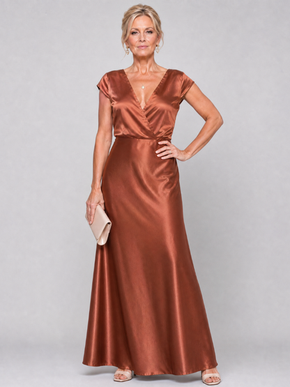Melusine | Maxikleid in Rosé mit Satinglanz