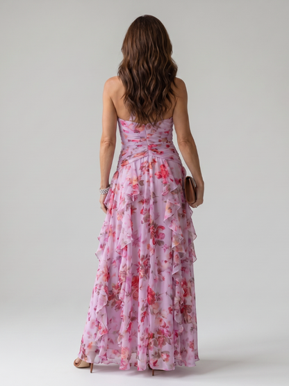 Rosaminde | Maxikleid mit Blütendruck in Flieder