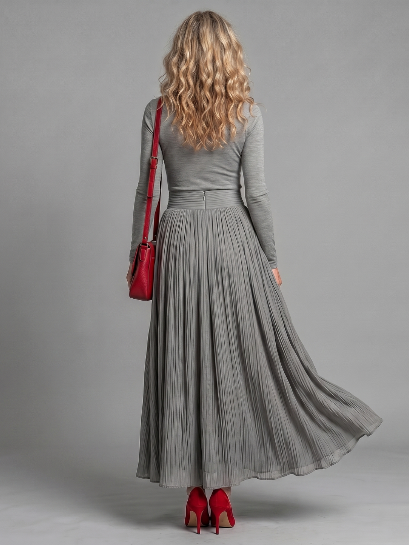 Gertrude | Kleid mit Rollkragen und Plisseerock