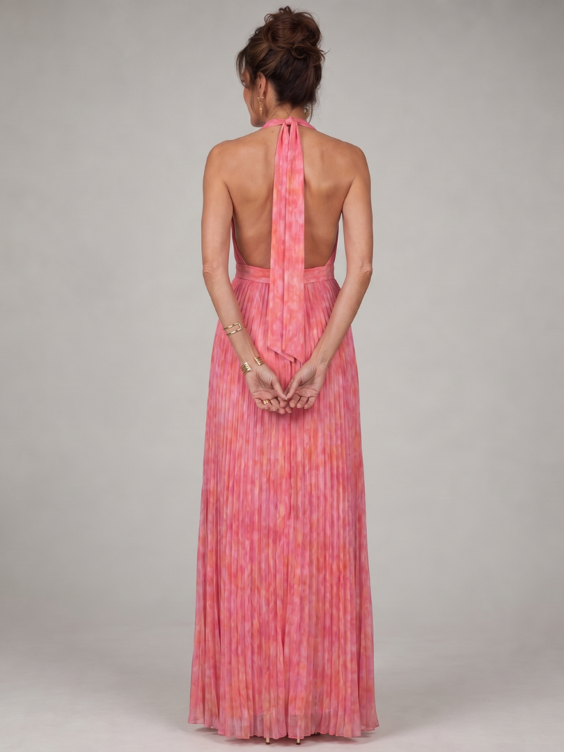 Cordelia | Maxikleid in Koralle mit Plissee
