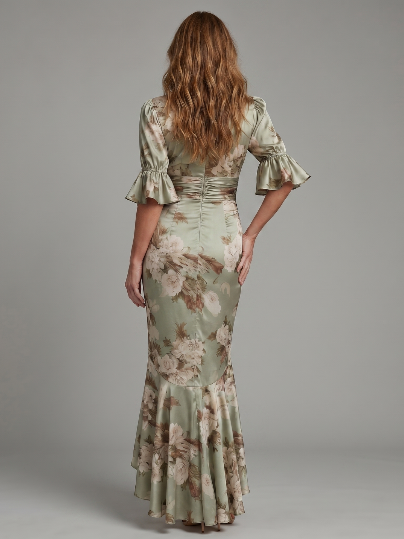 Marlene-Sophie | Midikleid mit Blütendruck in Salbei