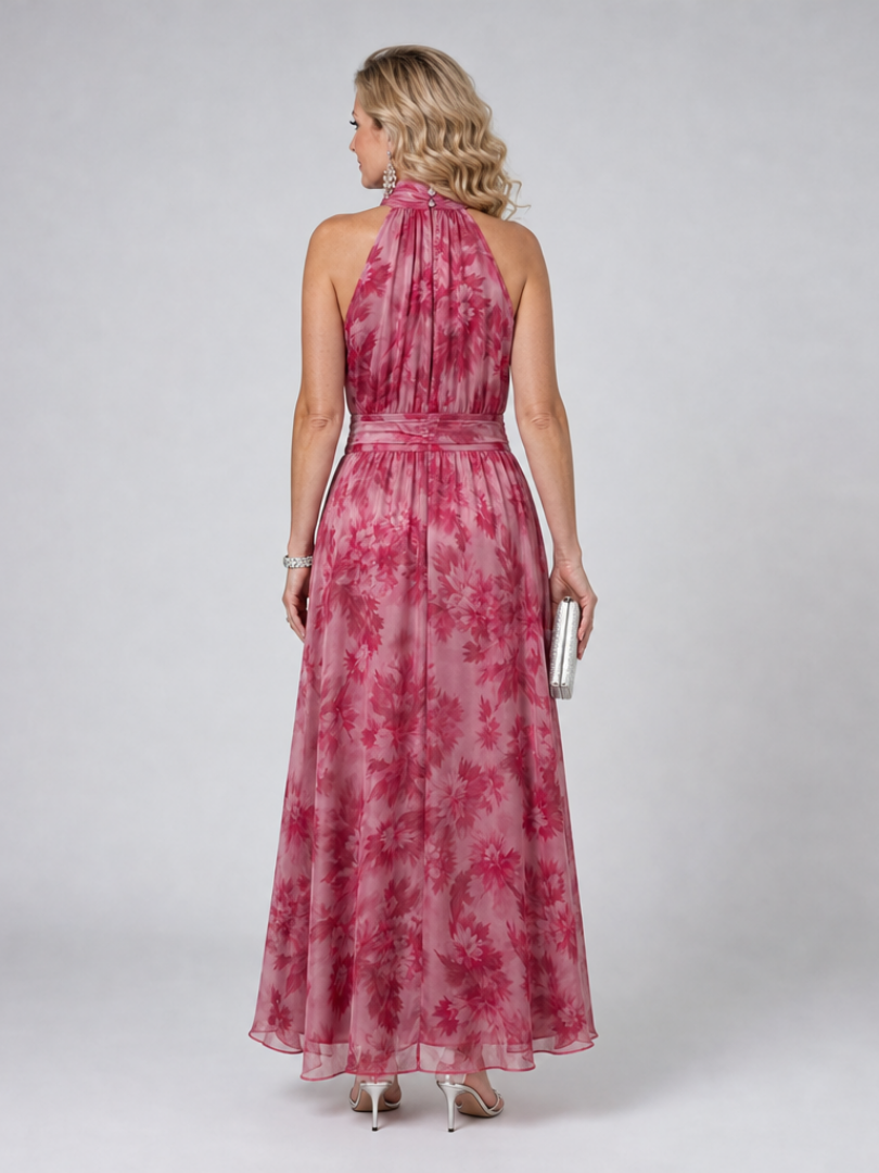 Sigismunda | Midikleid mit Blütendruck in Beere