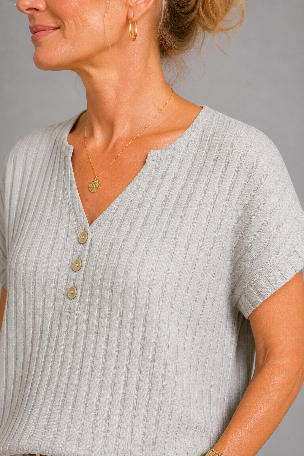 Hannelore | Stricktop mit Knopfleiste