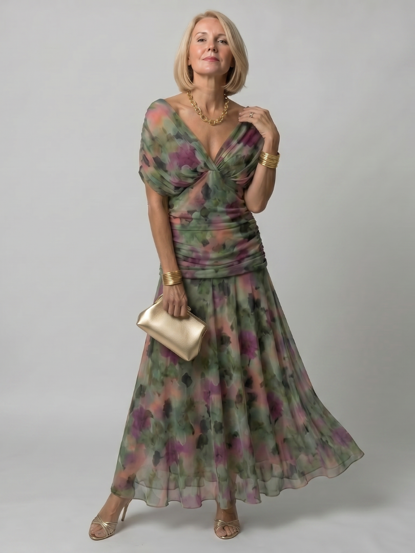 Isolde-Marie | Midikleid mit Blütendruck in Violett