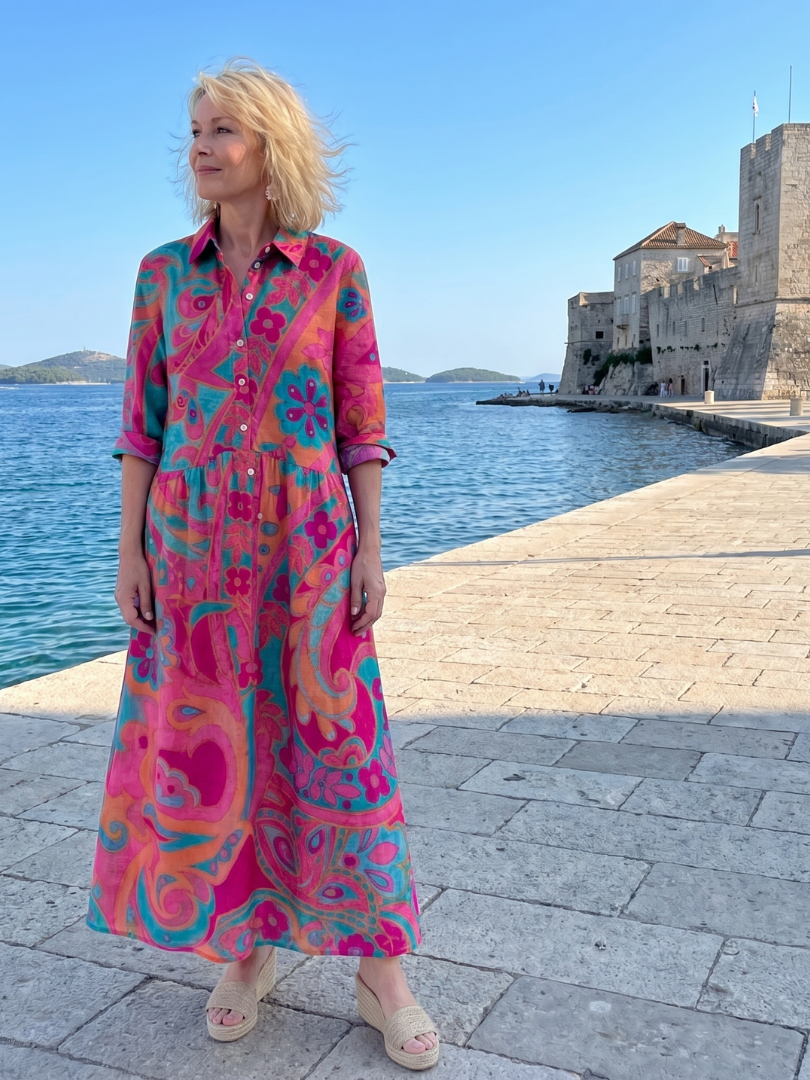 Ariane | Hemdblusenkleid mit Ornamentdruck