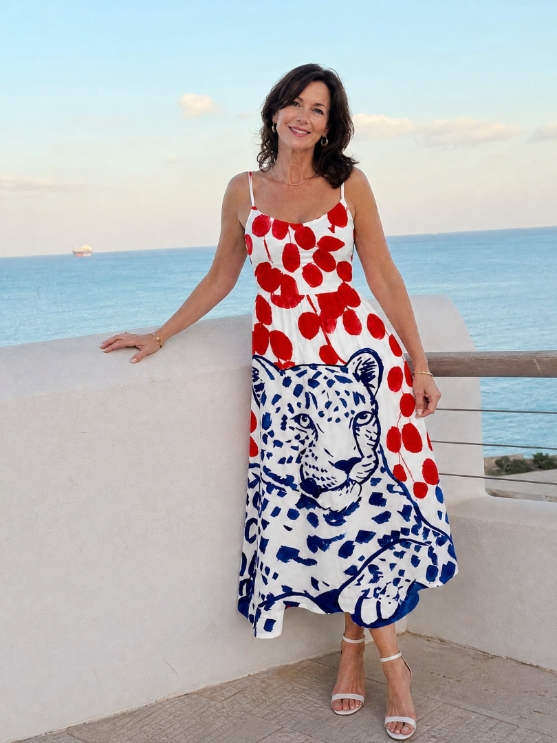 Nele | Midikleid mit Leoparden- und Punktmuster