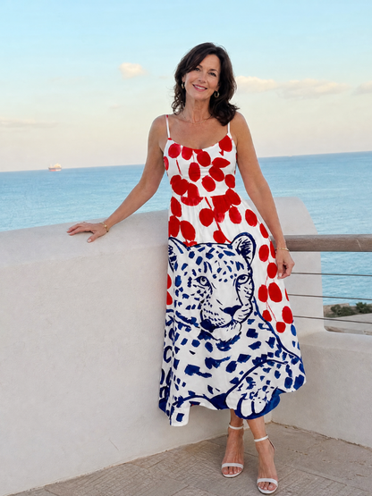 Nele | Midikleid mit Leoparden- und Punktmuster