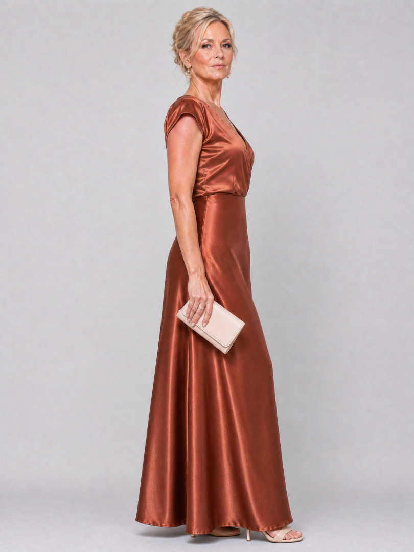 Melusine | Maxikleid in Rosé mit Satinglanz
