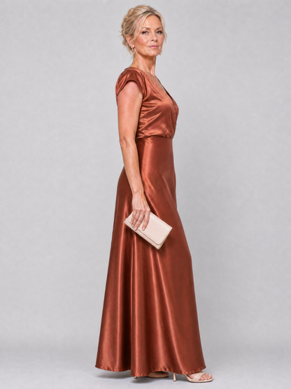 Melusine | Maxikleid in Rosé mit Satinglanz