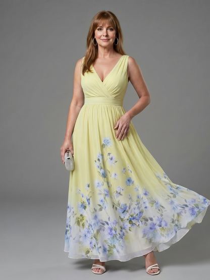 Editha-Marie | Maxikleid mit Blütensaum in Marine