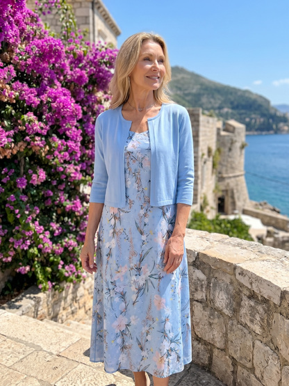 Edda | Midikleid mit Blütendruck und passendem Bolero