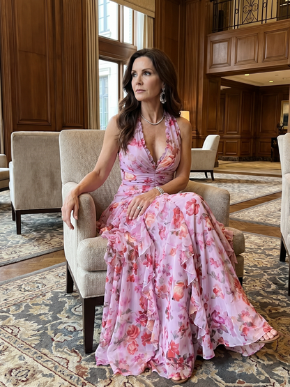 Rosaminde | Maxikleid mit Blütendruck in Flieder