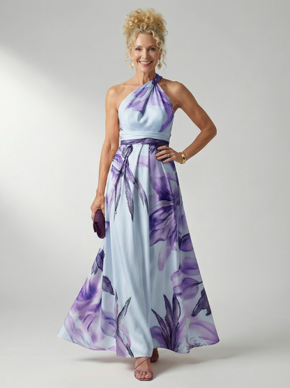 Emmerentia | Maxikleid mit Blütendruck und Bindegürtel