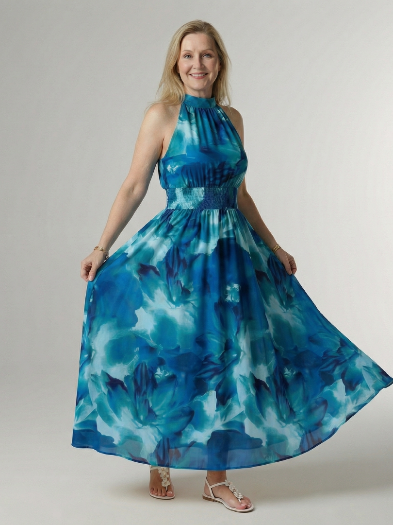 Gerlindis | Maxikleid mit Batikdruck in Gelb