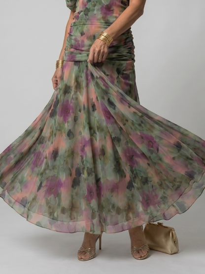 Isolde-Marie | Midikleid mit Blütendruck in Violett
