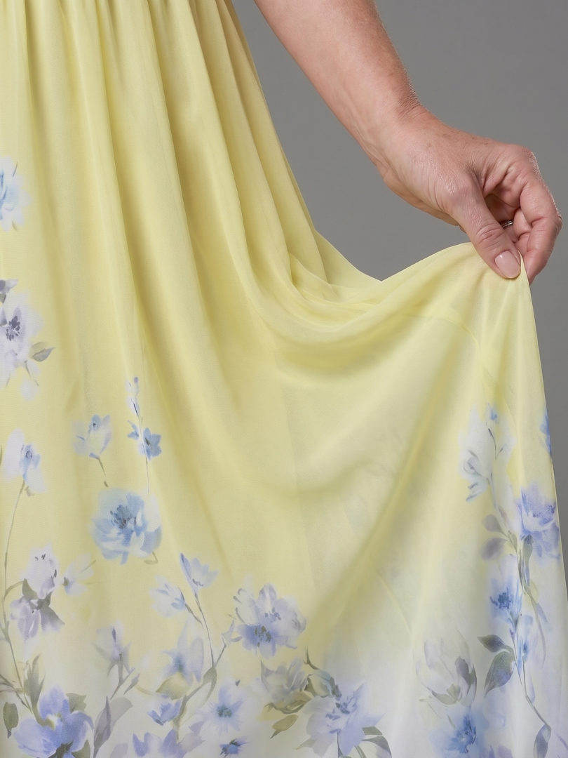 Editha-Marie | Maxikleid mit Blütensaum in Marine