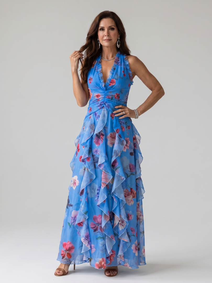 Rosaminde | Maxikleid mit Blütendruck in Flieder