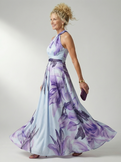 Emmerentia | Maxikleid mit Blütendruck und Bindegürtel