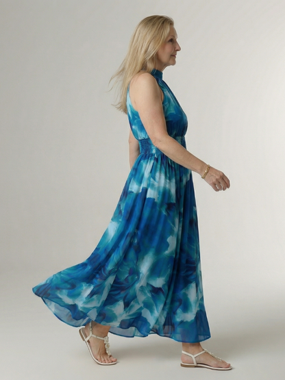 Gerlindis | Maxikleid mit Batikdruck in Gelb