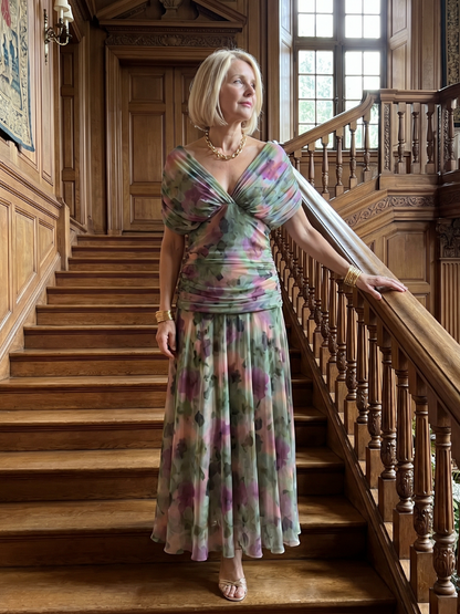 Isolde-Marie | Midikleid mit Blütendruck in Violett