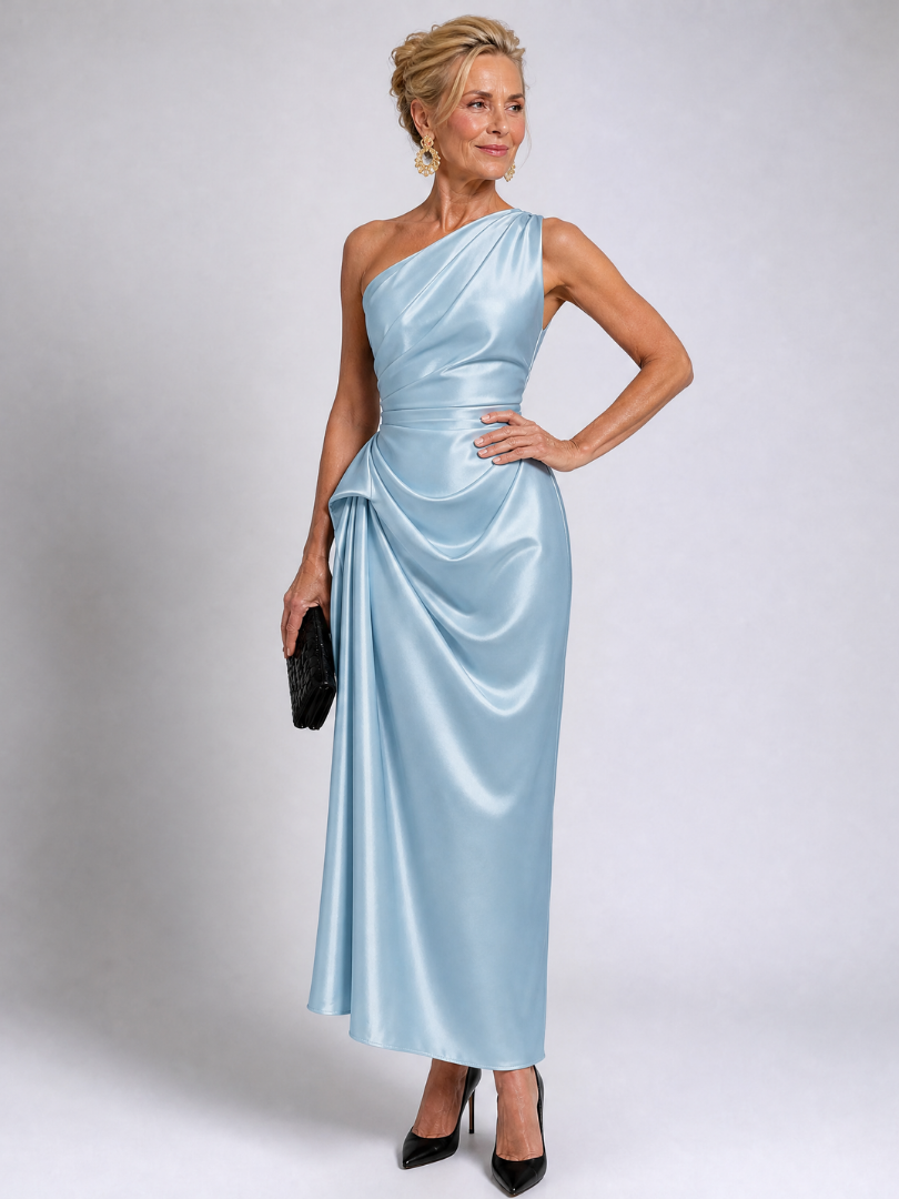 Cornelia | Midikleid mit One-Shoulder-Drapierung