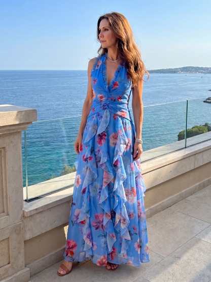 Rosaminde | Maxikleid mit Blütendruck in Flieder