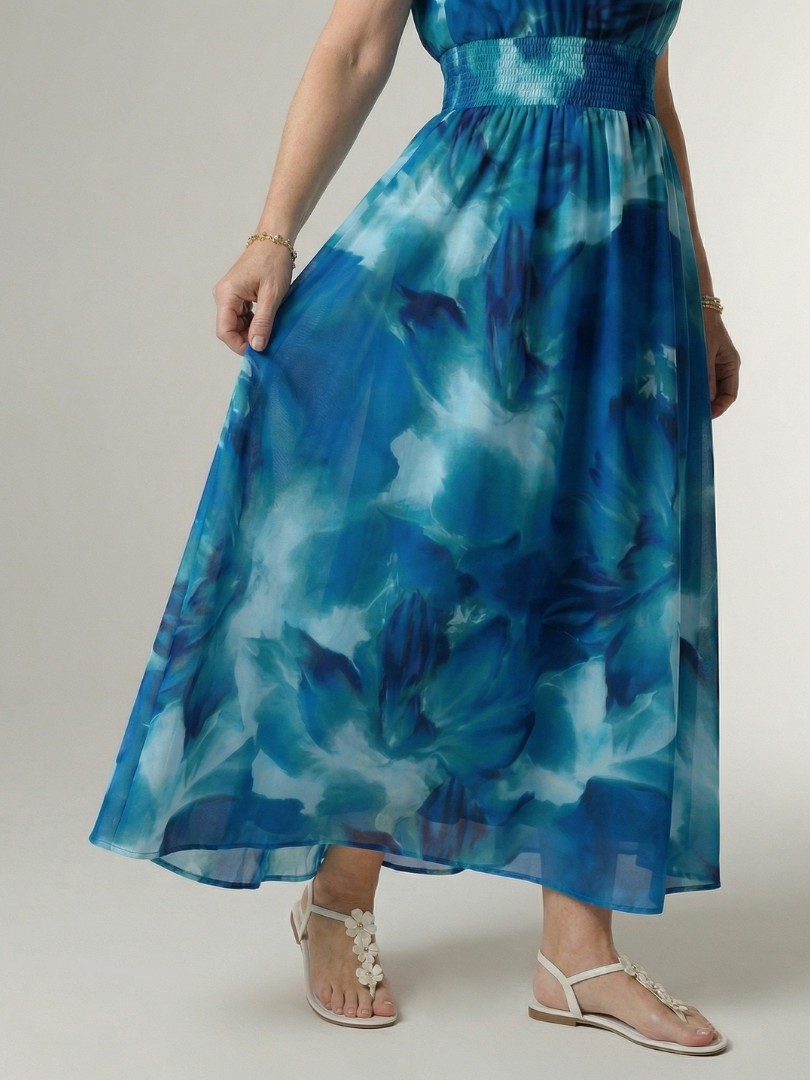 Gerlindis | Maxikleid mit Batikdruck in Gelb