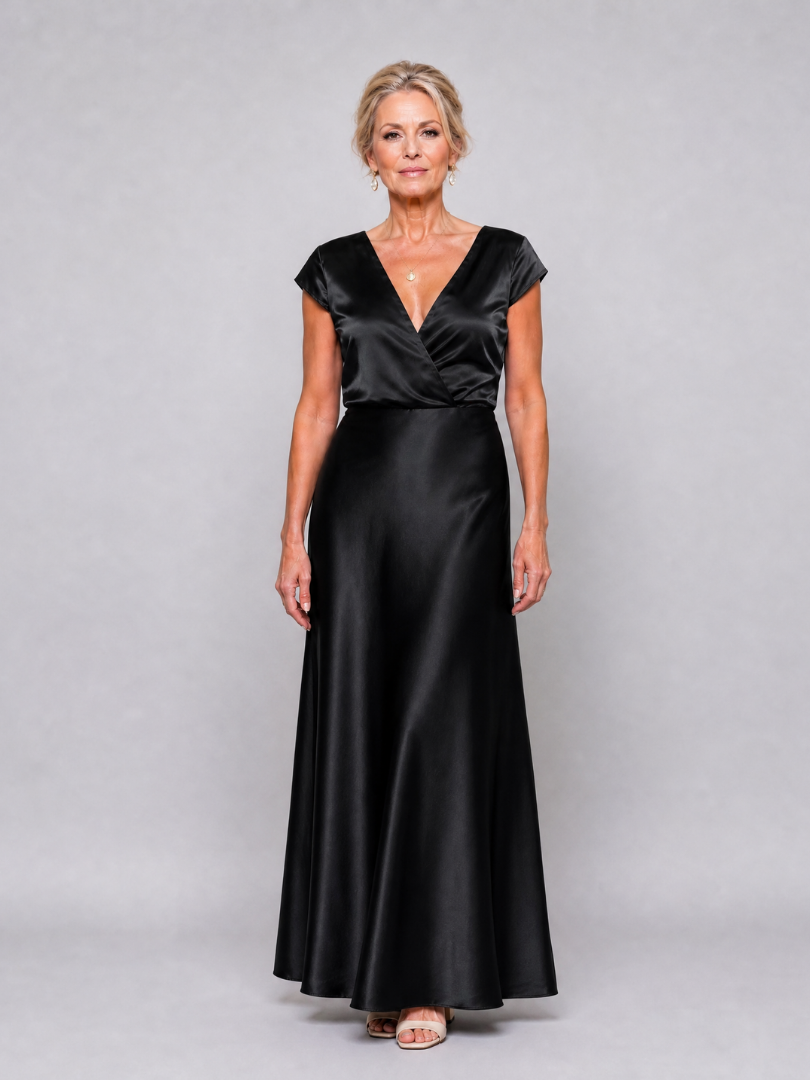 Melusine | Maxikleid in Rosé mit Satinglanz