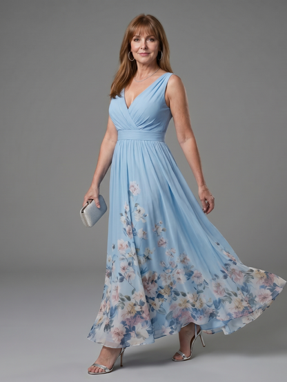 Editha-Marie | Maxikleid mit Blütensaum in Marine