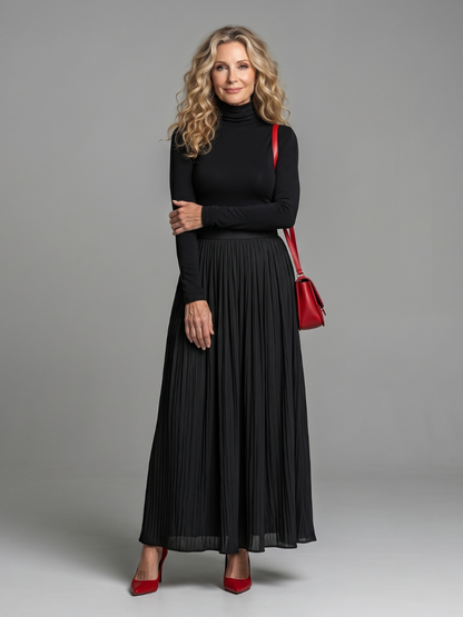 Gertrude | Kleid mit Rollkragen und Plisseerock