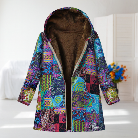 Julie | Blauer Boho-Patchwork-Mantel
