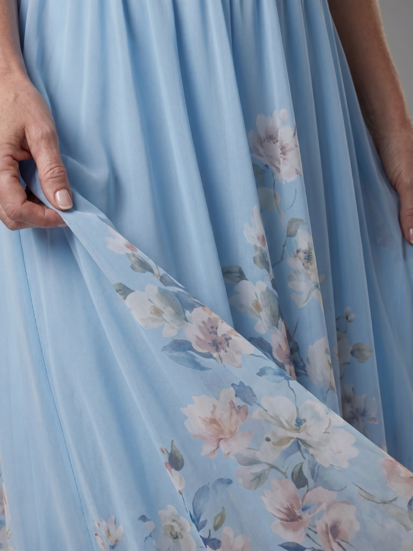 Editha-Marie | Maxikleid mit Blütensaum in Marine